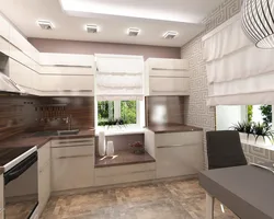 Kitchen design 20 sq m photo with a window in the house