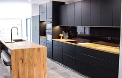 Kitchens in black with wood photo