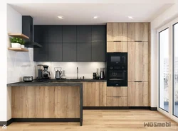 Kitchens in black with wood photo