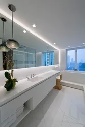 Suspended ceilings with lighting in the bathroom photo