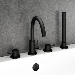 Bathroom With Black Faucets Photo