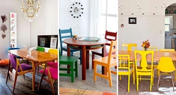 Chairs Of Different Colors In The Kitchen Interior