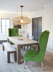 Chairs of different colors in the kitchen interior