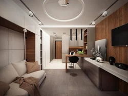 Studio apartment design 27 sq m with one window