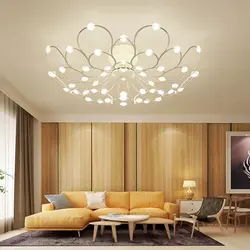 Потолочные люстры для натяжных потолков в гостиную фото интерьере