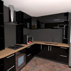 Kitchen design photo corner black