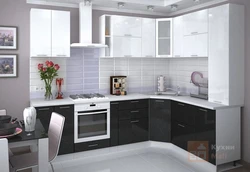 Kitchen design photo corner black