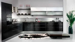 Дизайн кухни фото угловые черные