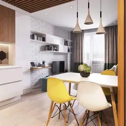 Slats in the interior of the kitchen living room on the wall