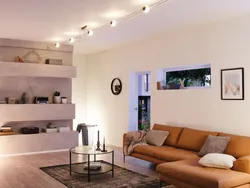 Встроенные светильники в интерьере гостиной