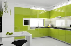 Kitchen in green tones design photo for a small kitchen