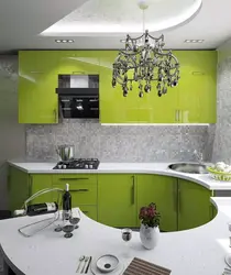 Kitchen in green tones design photo for a small kitchen