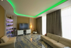 Навесные потолки в гостиную с подсветкой фото