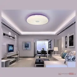 Suspended ceilings in the living room with lighting photo
