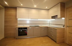 Beige kitchen design photo corner