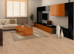 Linoleum design in the living room interior