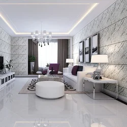 Marble floor in living room interior