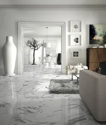 Marble floor in living room interior