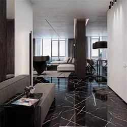 Marble floor in living room interior