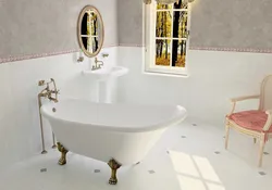 Отдельностоящая ванна в интерьере ванной комнаты