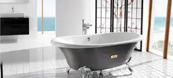 Freestanding bathtub in the bathroom interior