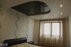 Two-level suspended ceiling in the bedroom photo