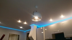 Suspended ceilings for the kitchen design with lighting photo in the interior