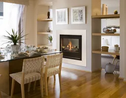 Fireplace in the kitchen interior photo