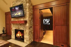 If there is a fireplace in the hallway photo