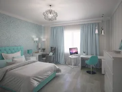 Bedroom in mint color design photo