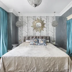 Bedroom interior in turquoise style