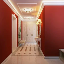 Red Hallway In The Interior Photo