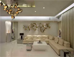 Living room interior in golden style