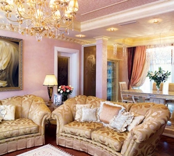 Living Room Interior In Golden Style