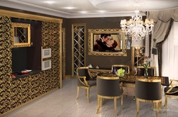 Living Room Interior In Golden Style