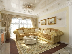 Интерьер гостиной в золотом стиле