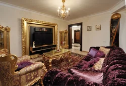 Living room interior in golden style