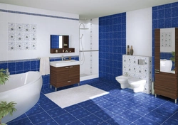 Bathroom design with blue floor