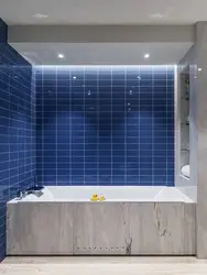 Bathroom design with blue floor