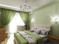 Color combination of wallpaper and curtains for the bedroom photo