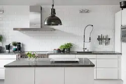 Kitchen design with brick splashback