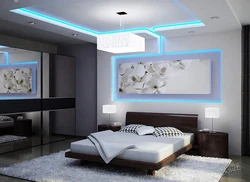 Дизайн интерьера спальня потолок подсветка