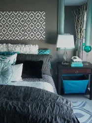 Gray turquoise bedroom design