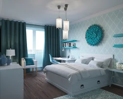 Gray Turquoise Bedroom Design