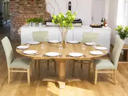 Round table in the modern kitchen interior