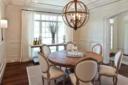 Round table in the modern kitchen interior