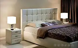 Дызайн спальні з мяккім падгалоўем фота