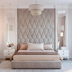 Bedroom design with soft headboard photo