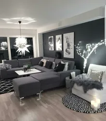 Black living room interior