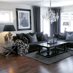 Black living room interior